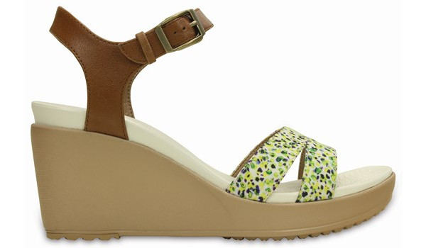 Leigh II Ankle Strap Graphic Wedge, Hazelnut/Gold 1