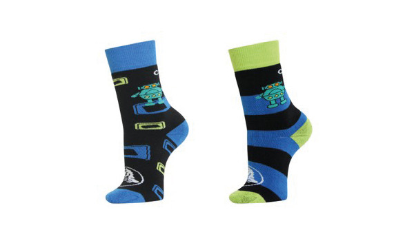 Crocs Socks Back to School Boys 2er-Pack, Sea Blue/Lime 1