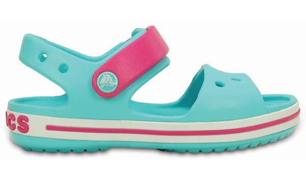 Kids Crocband Sandal, Pool/Candy Pink 1