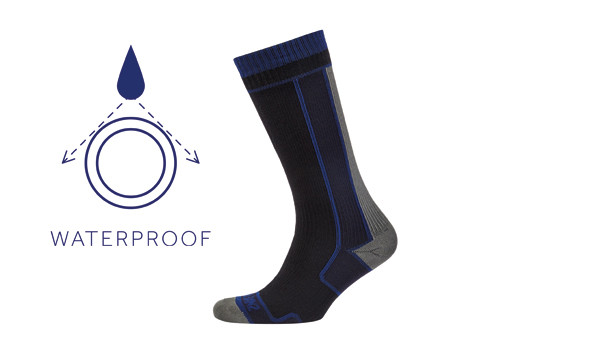 Thin Mid Length Sock, Black/Blue 1