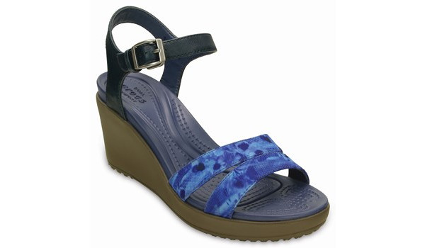 Leigh II Ankle Strap Graphic Wedge, Navy/Walnut 5