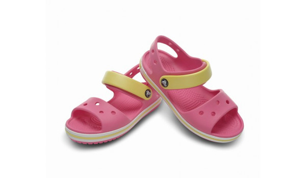 Kids Crocband Sandal, Pink Lemonade/Buttercup 4