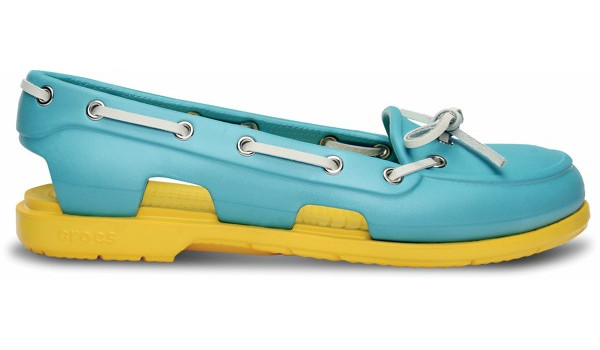 Beach Line Boat Shoe Women, Aqua/Yellow 1