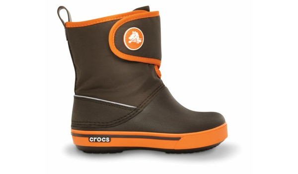 Kids Crocband 2.5 Gust Boot, Espresso/Orange 1